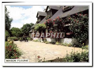 Postcard Modern floral Norman house