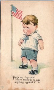 1910s That's My Flag and I Dare Anybody US Flag Boy WWI Patriotic Postcard