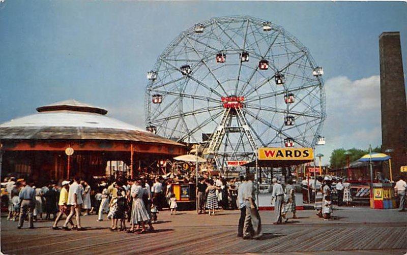 Wonder Wheel as seen from the Boardwalk Coney Island, NY, USA Amusement Park ...