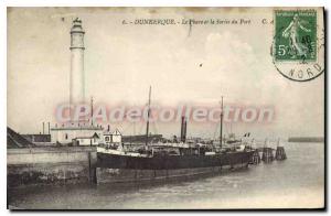 Old Postcard Dunkirk Lighthouse And The Exit From Port