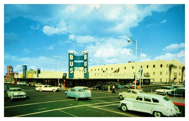 1950s Greyhound Bus Terminal At Phoenix AZ Arizona w/ Old Cars B232