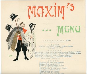 1903 Maxim's Restaurant Menu Champs Elysees French Paris #DL