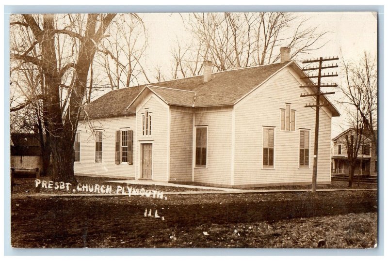 Plymouth Illinois IL Postcard Presbyterian Church 1910 RPPC Photo Antique