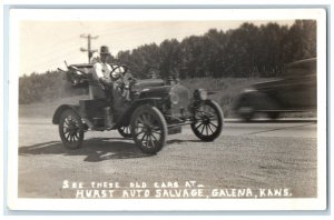 Old Cars At Hurst Auto Salvage Galena Kansas KS Advertising RPPC Photo Postcard