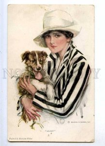 187440 Lady w/ COLLIE Puppy Alert by Harrison FISHER old #763