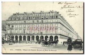 Old Postcard Paris Place du Palais Royal and Rue de Rivoli