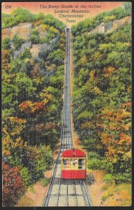 Train Car Steep Grade Incline Lookout Mountain Chattanooga Tenn Unused c1930s