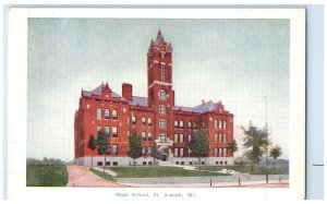 c1905 High School Exterior Building St. Joseph Missouri Vintage Antique Postcard