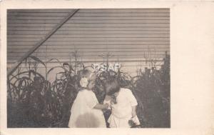 Missouri Mo Real Photo RPPC Postcard 1911 ST LOUIS Children Smelling Flowers