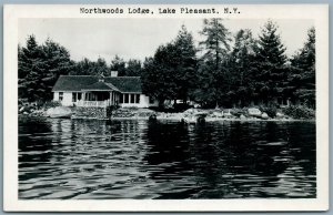 LAKE PLEASANT NY NORTHWOODS LODGE VINTAGE REAL PHOTO POSTCARD RPPC