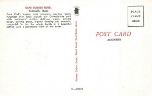 FALMOUTH, Massachusetts MA   CAPE CODDER HOTEL  Pool View  ROADSIDE  Postcard