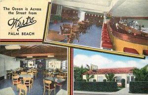 1940s Palm Beach Florida Werts restaurant multi View Kropp Postcard 25-12012