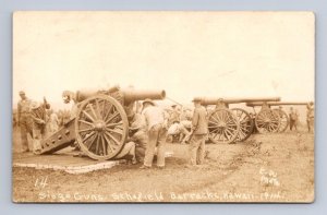 RPPC 14 SEIGE GUNS SCHOFIELD BARRACKS HAWAII E.W. REAL PHOTO POSTCARD (1914)