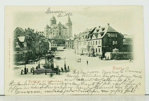 MAYEN Marketplatz mit Genovefaburg c1900 Germany Stengel & Co Postcard A4