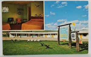 Granby Colorado BROKEN ARROW MOTEL Split View TV ON in Room Postcard T10