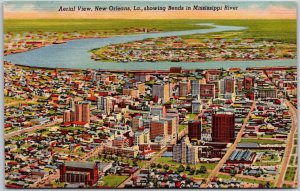 Aerial View New Orleans Louisiana LA Showing Bends In Mississippi River Postcard