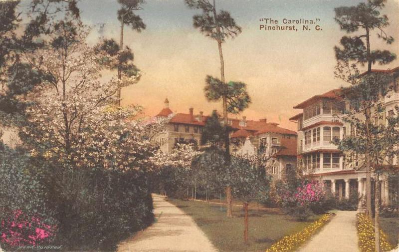 Pinehurst North Carolina Historic Bldg Street View Antique Postcard K61206