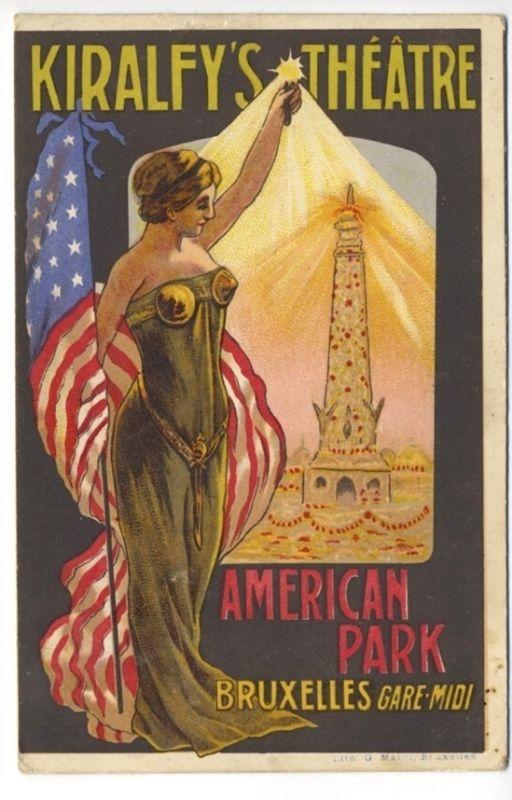 Bruxelles Gare-Midi Kiralfy's Theatre American Park Poster Type Postcard