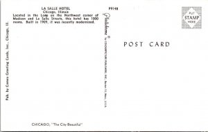 Chicago IL Illinois LA SALLE HOTEL Corner Drug Store/Pharmacy~50's Cars Postcard