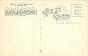 Charleston South Carolina 1920s Postcard Scene In National Cemetery