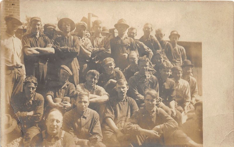 J26/ Interesting RPPC Postcard c1910 Men Occupational Workers Crowd 207