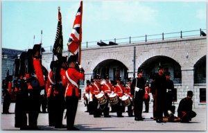 VINTAGE POSTCARD COLOUR PARTY AND DRUMMERS OF THE FORT HENRY GUARD AT KINGSTON