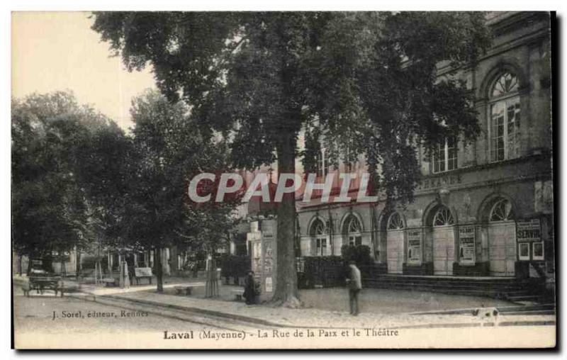 CPA Laval the street Of Peace And the Theater