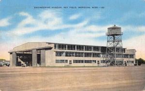 Meridan Mississippi Key Field Engineering Hangar Airport Antique Postcard J77502