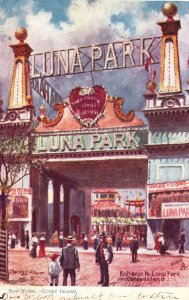 Vintage Postcard 1909 Coney Island Luna Park Entrance New York NY Raphael Tuck