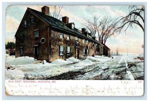 1908 Old Fort Western Winter Snow Augusta Maine ME Posted Antique Postcard