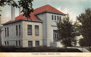 Atlantic Iowa birds eye view outside Carnegie Library antique pc Z17592