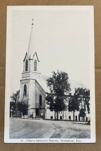 UNUSED .01 PHOTO POSTCARD - ST. JOHN'S CATHOLIC CHURCH, PRINCETON, WISC