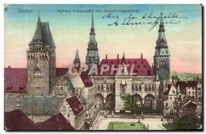 Old Postcard Aachen Rathaus Rucksansicht put Verwaltungsgebäude