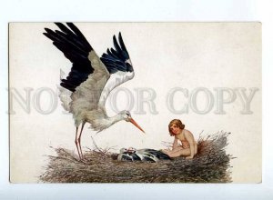 223827 RUSSIA SOLOMKO will bless house Lapin #1295 Stork & boy