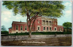 Vtg Brookline Massachusetts MA Public Library 1910s View Old Postcard