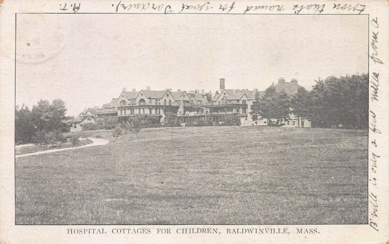 Hospital Cottages for Children, Baldwinvile, Mass., Early Postcard, Used in 1906