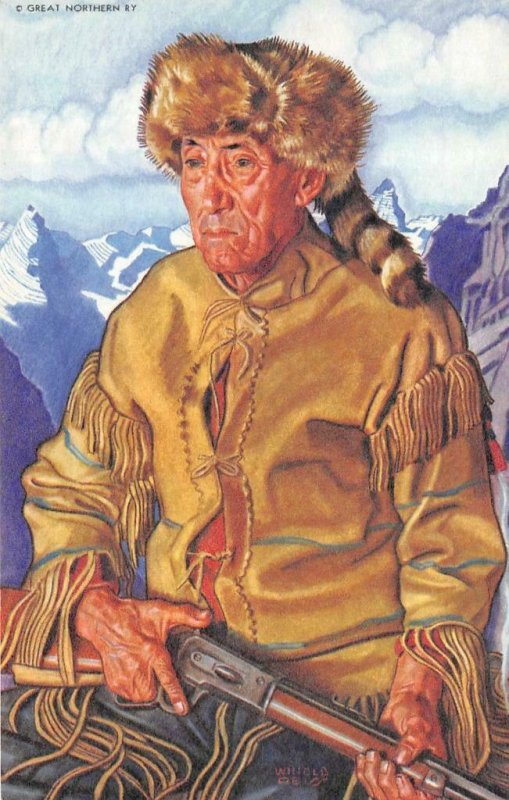 Montana, MT   Mountain Man & Explorer TOM DAWSON Glacier National Park  Postcard