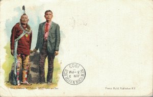 Native Americana Chief Kittahook Pollock Father And Son Vintage Postcard 07.90