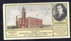 DES MOINES IOWA SUCCESSFUL FARMING HOME MAGAZINE ADVERTISING INK BLOTTER