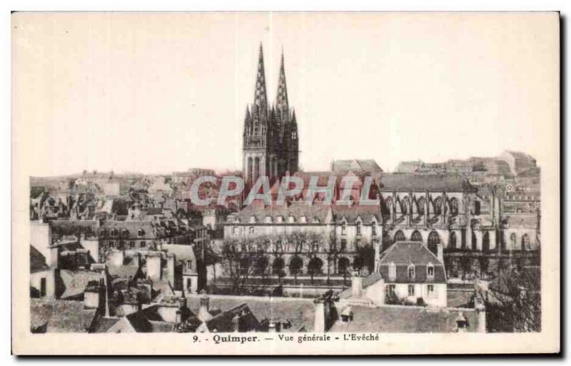 Old Postcard Quimper General view The Eveche