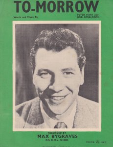 To-Morrow Max Bygraves 1950s Sheet Music