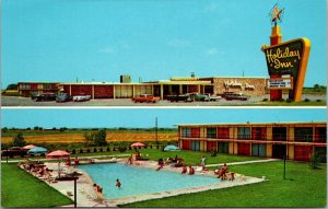 Vtg 1960's Holiday Inn Hotel Lincoln Nebraska NB Pool Restaurant Cars Postcard