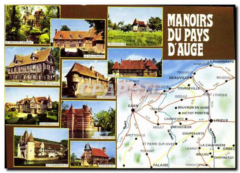 Postcard Modern Manors Pays d'Auge Crevecoeur Moulin Landry Cauviniere Bellou...