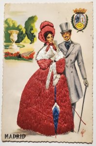 Madrid Pretty Lady Beautiful Red Embroidered Dress To Robesonia PA Postcard P30