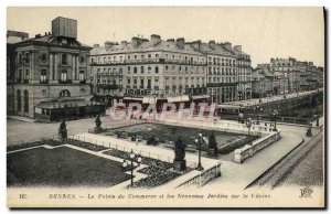 Old Postcard Rennes Palace of Trade and the New Gardens on the Vilaine