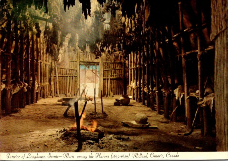 Canada Ontario Midland Saint Marie Among The Hurons Interior Of Longhouse 1973