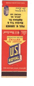 US Royal Mardick Tire, Joplin, Missouri, Vintage Matchbook Cover