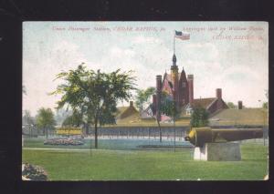 CEDAR RAPIDS IOWA RAILROAD DEPOT TRAIN STATION ANTIQUE VINTAGE POSTCARD