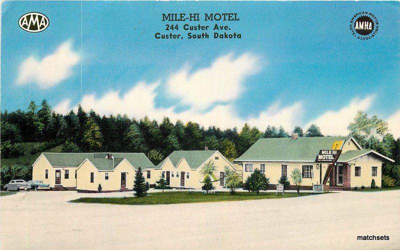 Mile Hi Motel CUSTER SOUTH DAKOTA Tichnor postcard 16-158