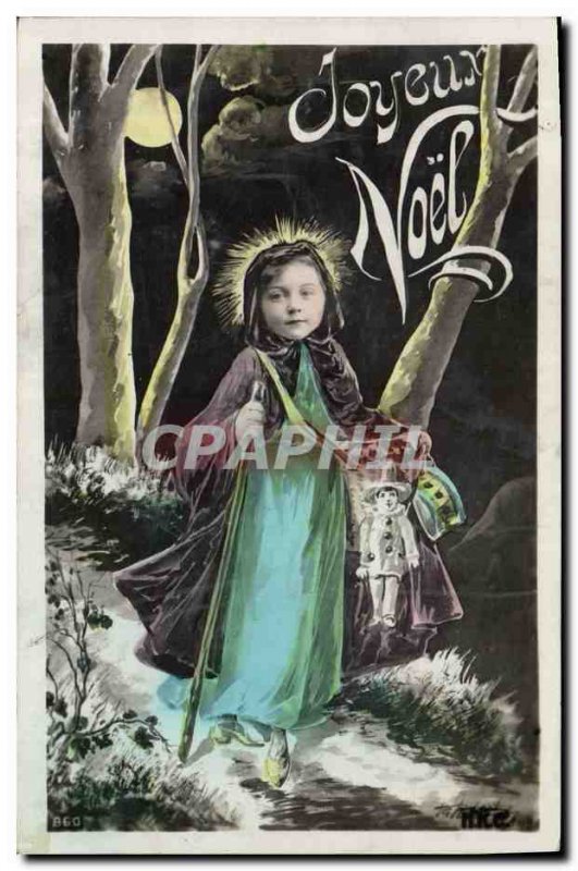 Old Postcard Fancy Doll Merry Christmas Pierrot